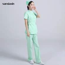 Медицинская лабораторная куртка Больница женская с коротким рукавом Рабочая Униформа корейская косметика хирургии униформа для салонов красоты аптека одежда