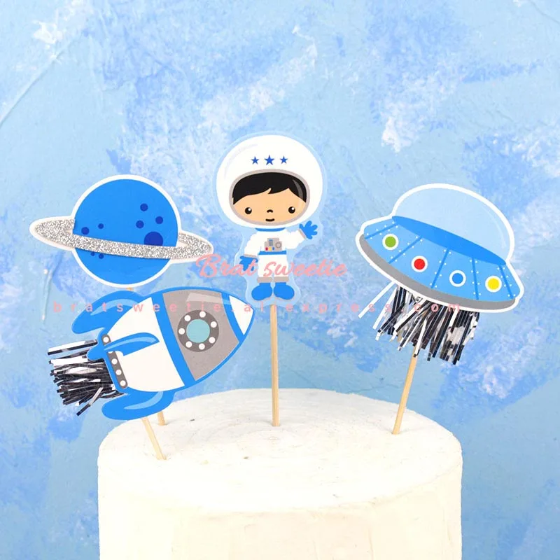 Космический кекс топперы космическая ракета мальчик тематические праздничные товары для дня рождения торт декоративные космические вечерние украшения