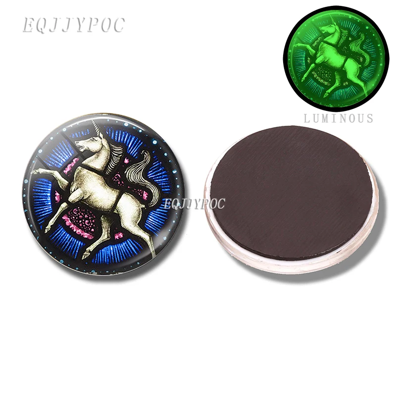 

5pcs Glass Crystal Withe Unicorn Cute Magnets for Refrigerators for Whiteboard Message Magnetic Luminous Fridge Magnet Decor