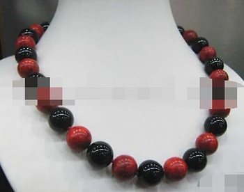 

0956 Round Black ONYX Red CORAL Multi-Color Strand Necklace