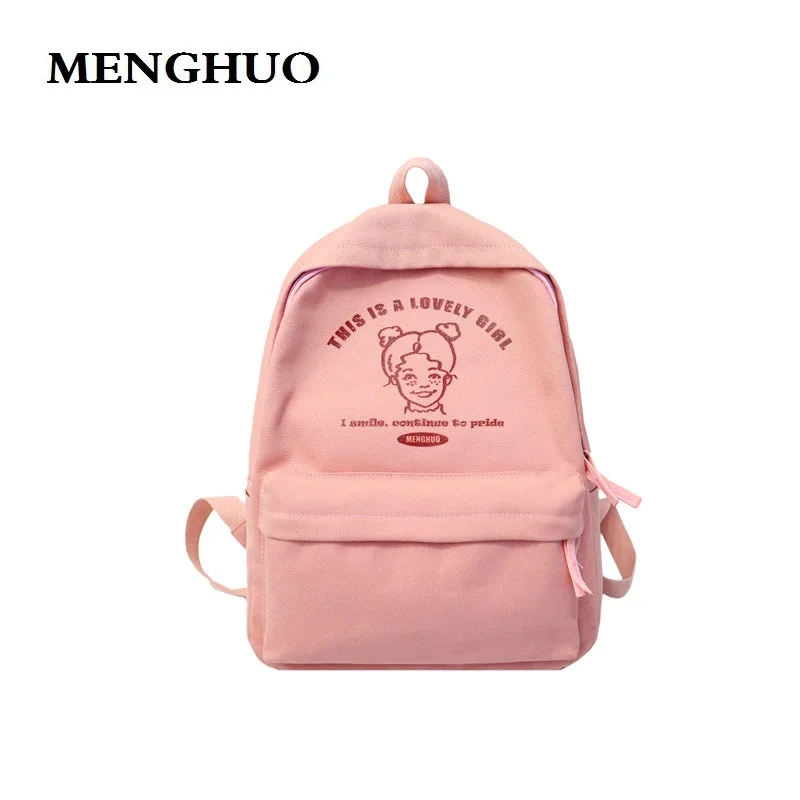 

MENGHUO Ladies Canvas Fabric Backpack Female Bookbag Mochilas Preppy Style Women Backpack for School Teenager Girls School Bag
