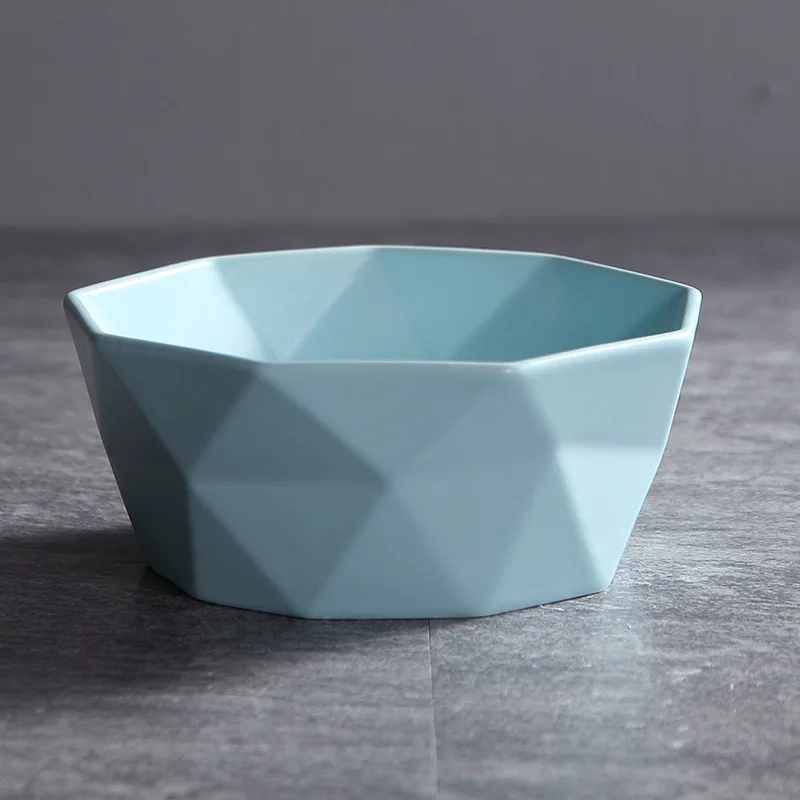 Матовый Scrub золото дрель чаша Керамика салатник завтрак лапши чаша простой Nordic ins посуда миска пластины 4/6/7 дюймов - Цвет: Light Blue