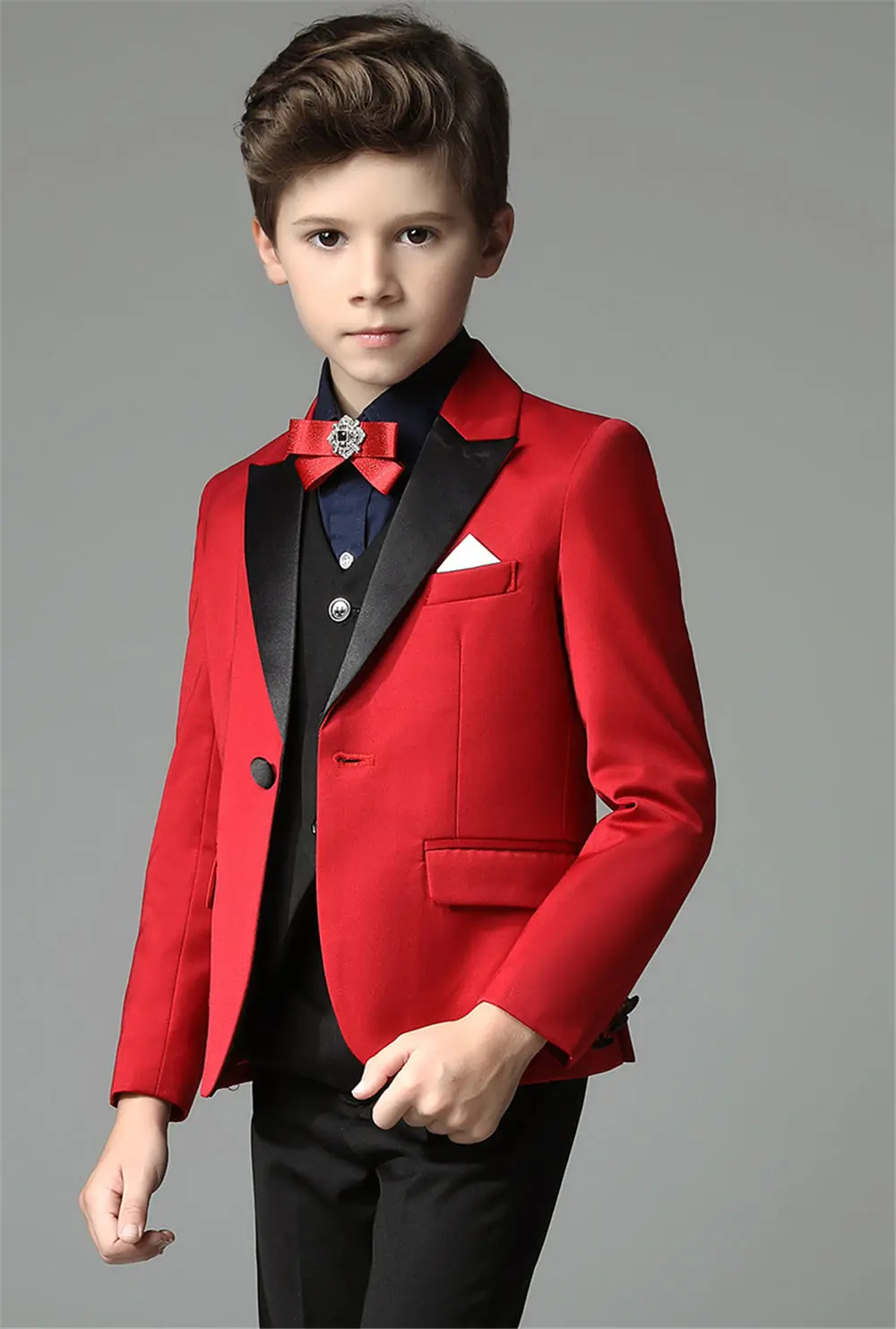 2018 New 3 pieces Boys Red Wedding Suit Brand England