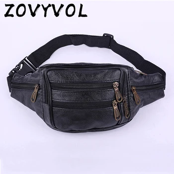

ZOVYVOL vintage unisex fanny pack Multi-function phone coin banana waist bag cow leather high quality chest bag outdoor sports