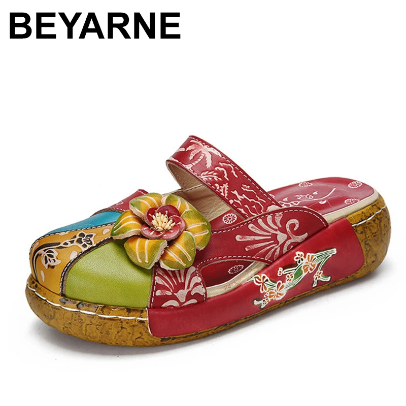BEYARNE summer sandals genuine leather shoes women thick heel platform sandals for women slippers ethnic sandals цена BEYARNE summer sandals genuine leather shoes women thick heel platform sandals for women slippers ethnic sandals цены онлайн