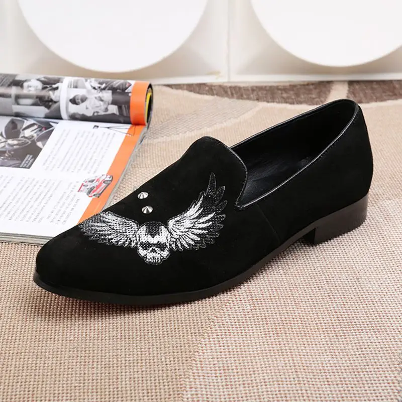 

CUNDDIO British high-end Genuine leather Men's shoes Low to help Set foot Round head leisure The rivet embroidered 38-46