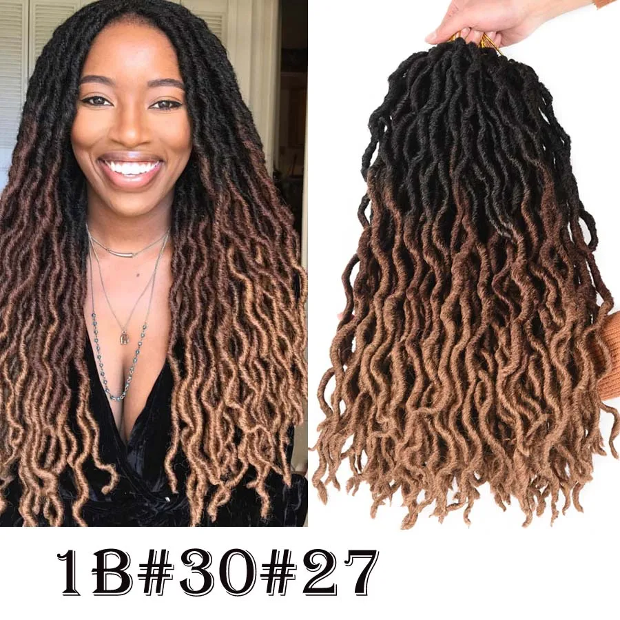 Faux locs Curly Hair 24 пряди/Упаковка 18 дюймов длинные мягкие легкие вязанные пряди Омбре коричневые синтетические плетеные волосы для наращивания - Цвет: Омбре