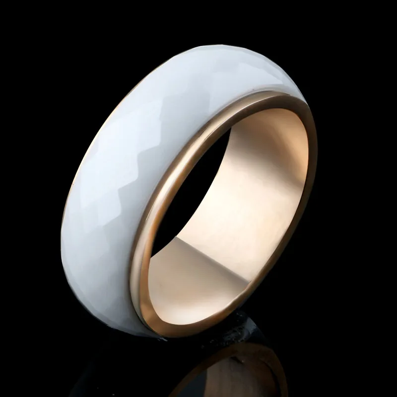 

New Fashion Titanium Steel Rose Gold Anti-allergy Smooth Simple Wedding Couples Ceramic Rings Bijouterie for Man or Woman Gift