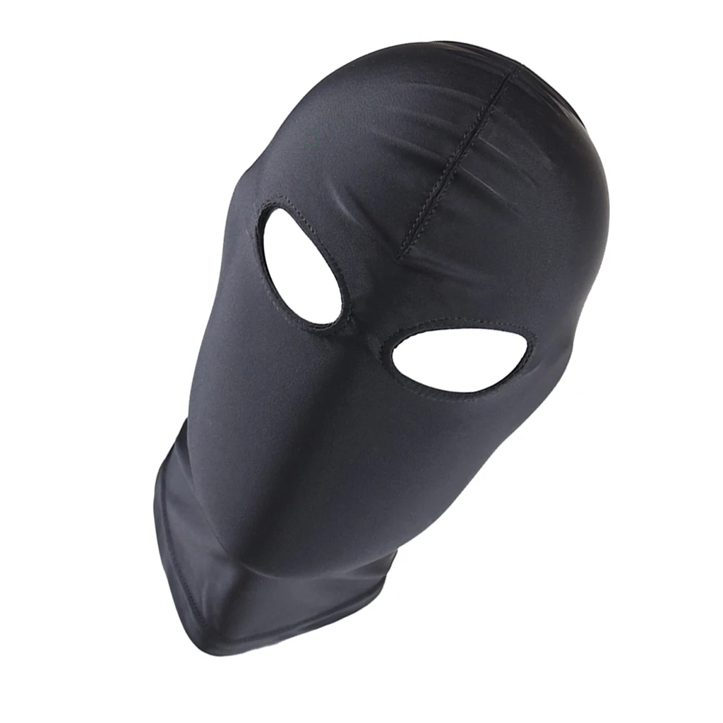 Unisex Breathable Black Full Face Cover Spandex Zentai Costume Mask Hoods