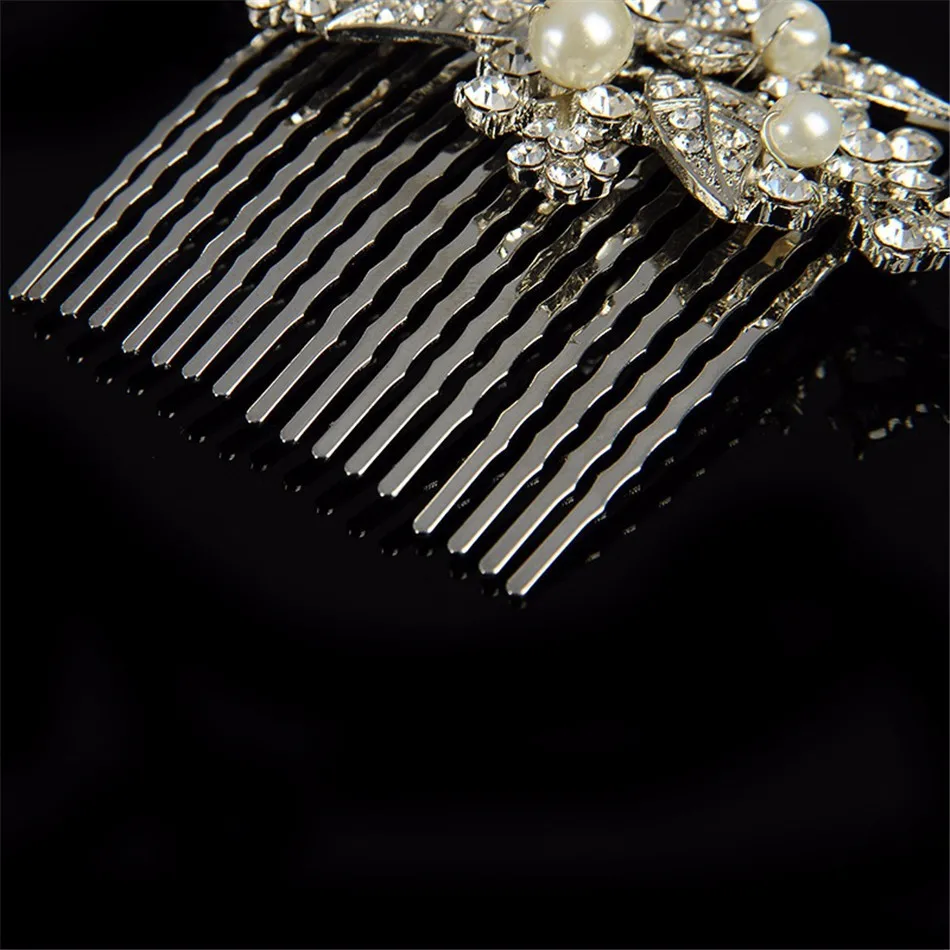 Beautiful Gorgeous Simulated Pearl Flowers Hairwear Jewellery Austrian Crystal Hair Combs for Women Fashion Jewellry Gifts HA029 (1)