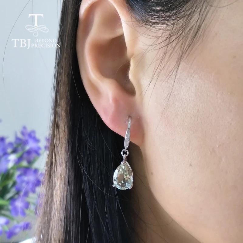 Женские серьги подвески с аметистом 6 карат TBJ ювелирные украшения натуральным