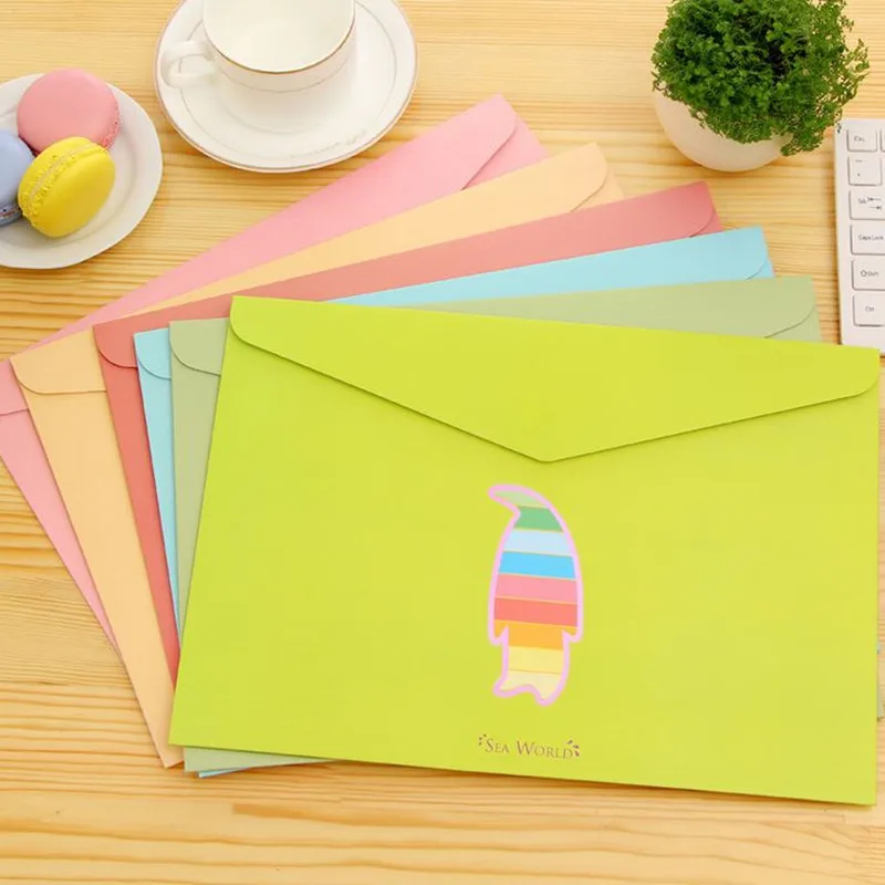 Coloffice 1PC Candy Color Stationery Cute Marine Animals File Bag PVC A4 Document Folder Filing Production School Office | Канцтовары