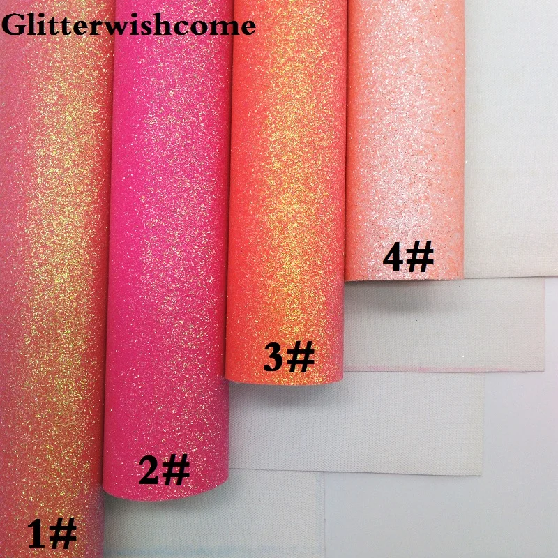 Винил Glitterwishcome размера A4 21 х29 см для бантов неоновая тонкая блестящая кожаная