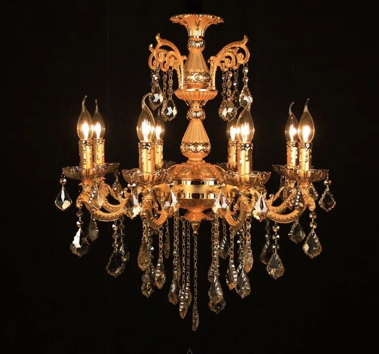 Luxury Gold Color Crystal Chandelier Candle Light Classic Silver Chandelier Pendant Lamp Ready