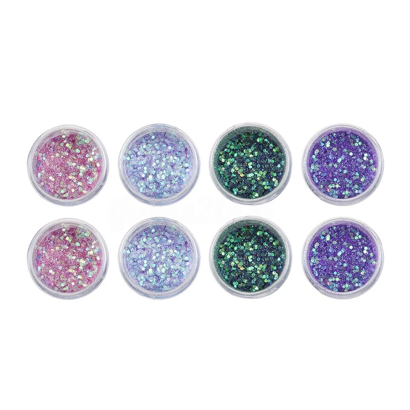 10ml Wholesale 4 Colors Nail Art chunky Glitter Bling Bling Mermaid Holographic Glitter Chunky Mix Flake Nail Art Face Eye Body