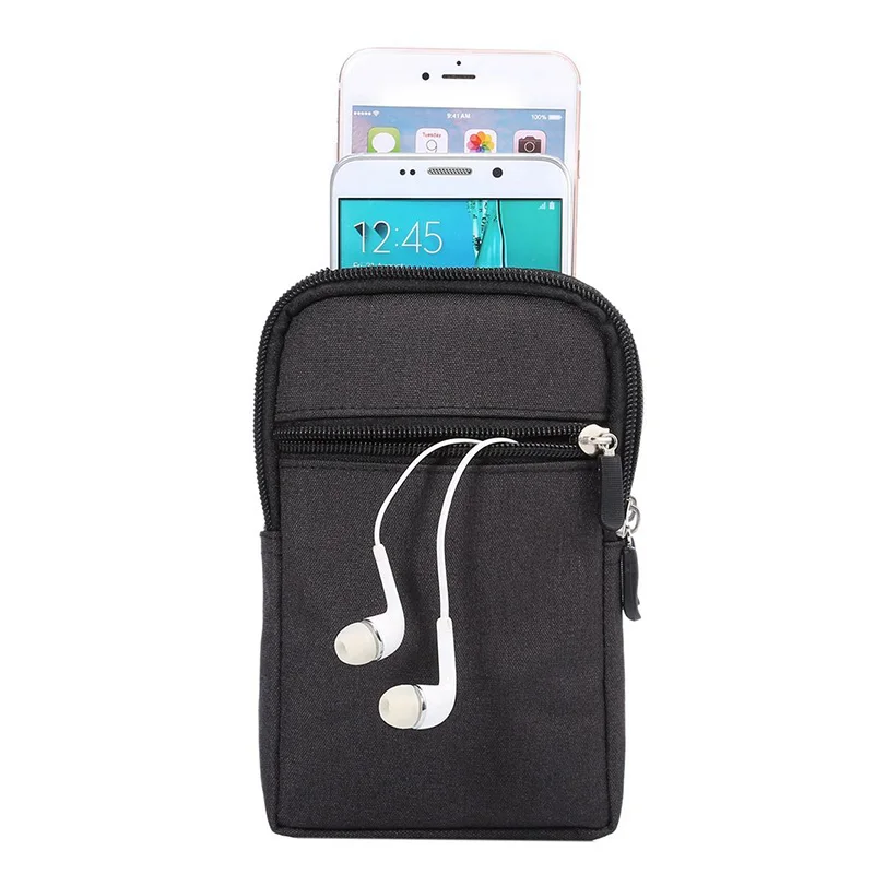 

Practical Ladies Men Denim Compact Purse Pockets Waist Pack Pocket Bags Belt Pouch Bag with Locking Hook Mobile Phone Pockets