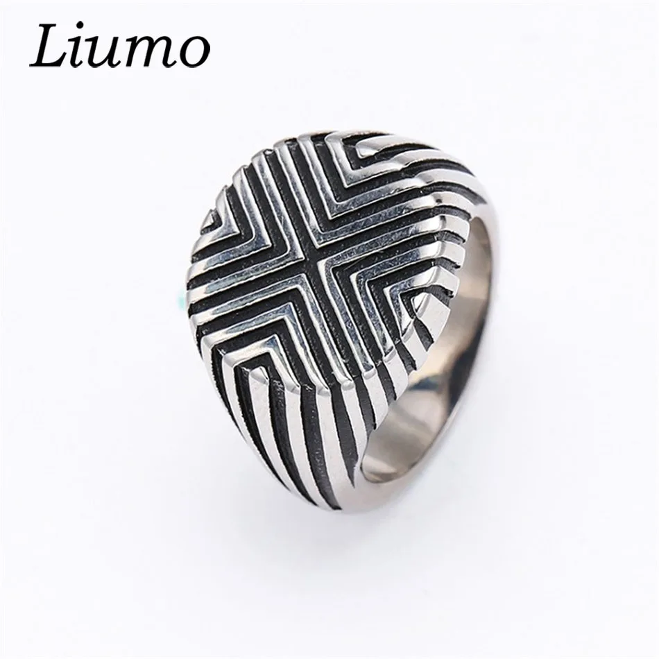 

Liumo Punk Style Vintage Big Square Men Cross Alloy Jewelry Ring Lr896