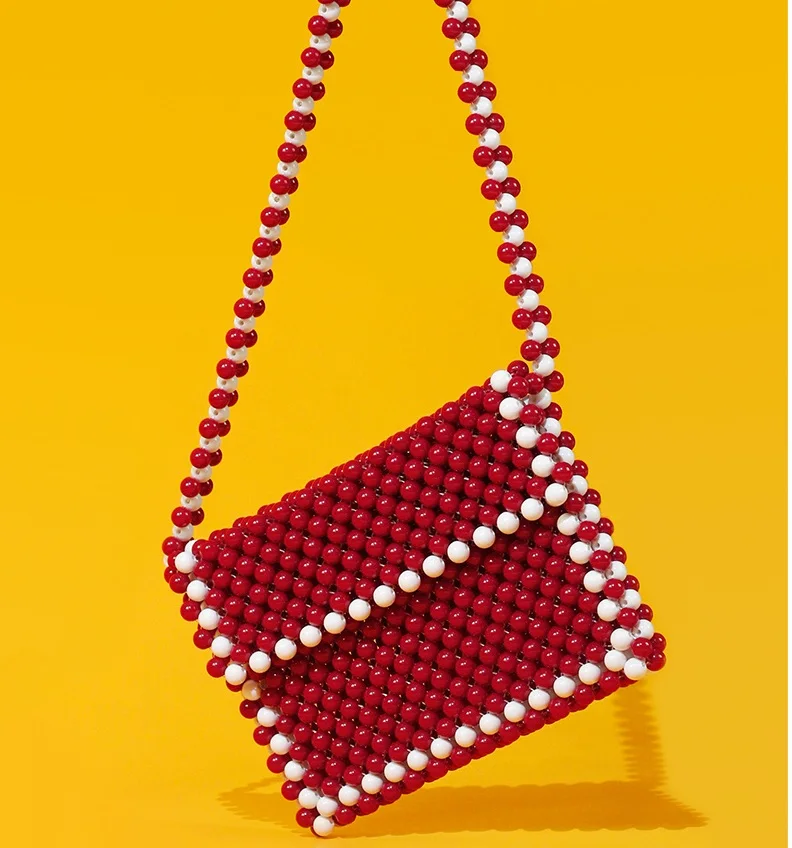 

Caker Brand 2019 Women White Black Red Pearl Beaded Shoulder Bags Drop Shipping
