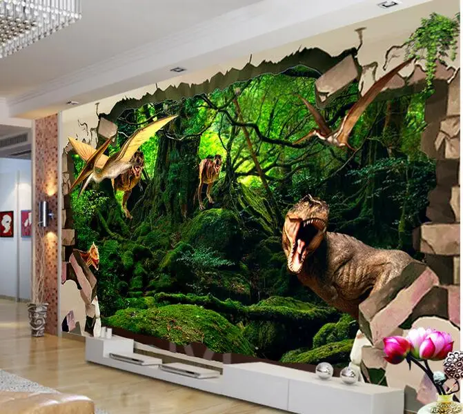 

3d room wallpaper custom mural non-woven wall sticker 3 d ancient dinosaur broken wall painting photo wallpaper for walls 3d