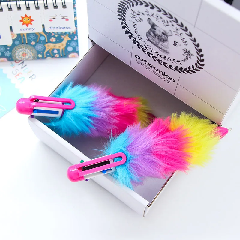 Escolar de Escritório Criativo Cores Plush Aquecimento Plástico Arco-íris Esferográfica Canetas Moda Material Bonito Negócio Escrita 10 Pçs 6 2 Material escolar e de escritório