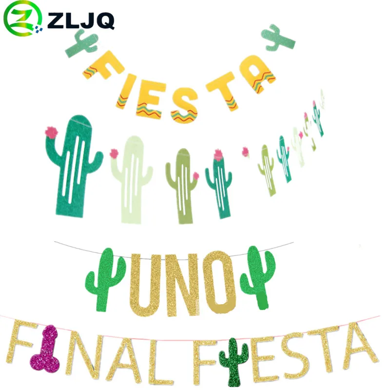 

ZLJQ 2018 Mexico Cactus Final Fiesta Letter Flag Bachelor Party Banner Hen Party Birthday Garland New Year Christmas Home Decor7