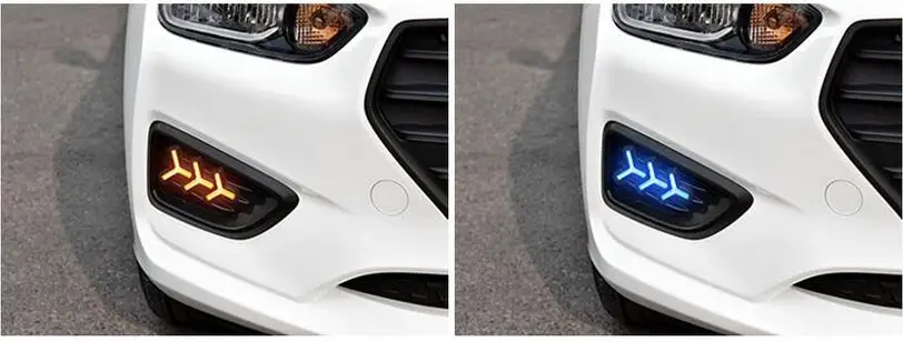 1 комплект фар бампера для hyundai Verna дневного света~ 2019y автомобильные аксессуары светодиодный DRL фары для Verna противотуманные фары
