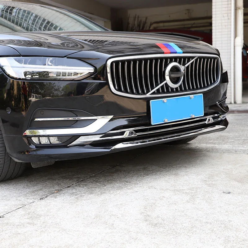 Для Volvo S90-18 ABS Хромированная передняя решетка нижнего бампера вентиляционная решетка отверстие накладка декоративные стильные полоски на авто аксессуары