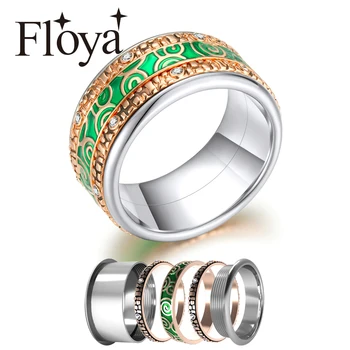 

Floya Multi Rings For Women Stainless Steel Ring Interchangeable Accessories Filled Ring Wedding Band Statement Handmade Ring