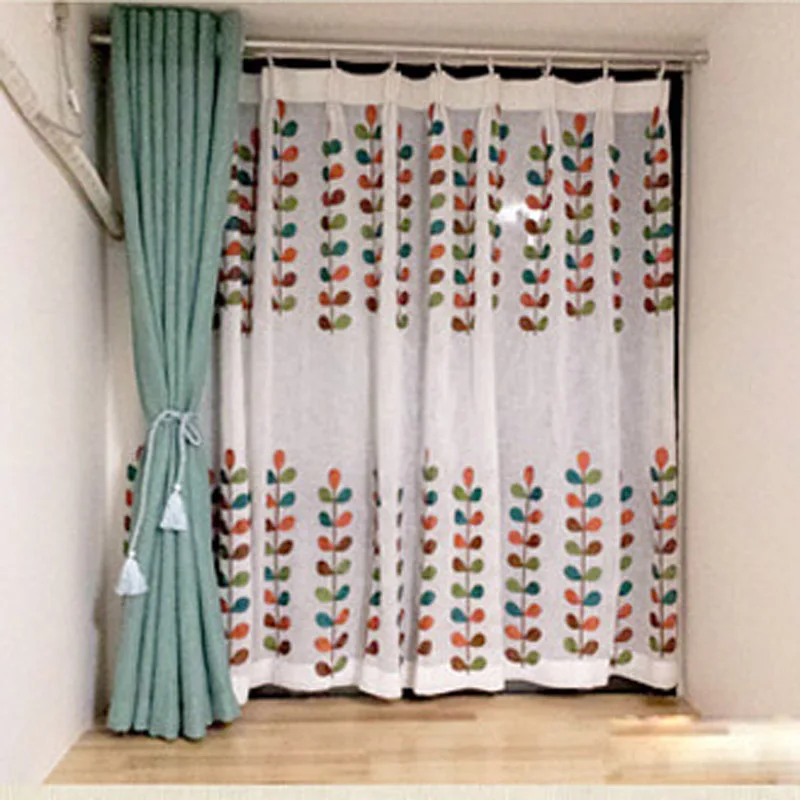 2017 Cortinas de la habitación de dormitorio Cortinas bordado flor ventana cortina paneles transparentes WP119C 2017 Cortinas de la habitación de dormitorio Cortinas bordado flor ventana cortina paneles transparentes WP119C