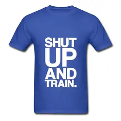 Встроенная футболки мужские короткие gymer мотивация заткнись и поезд Мужская О-образным вырезом офис Tee