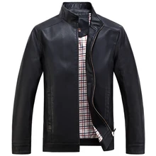 Frühling Neue Qualität Lederjacke Männer Casual Stehkragen Chaqueta Cuero Hombre Schwarz Kaffee Blouson Cuir Homme