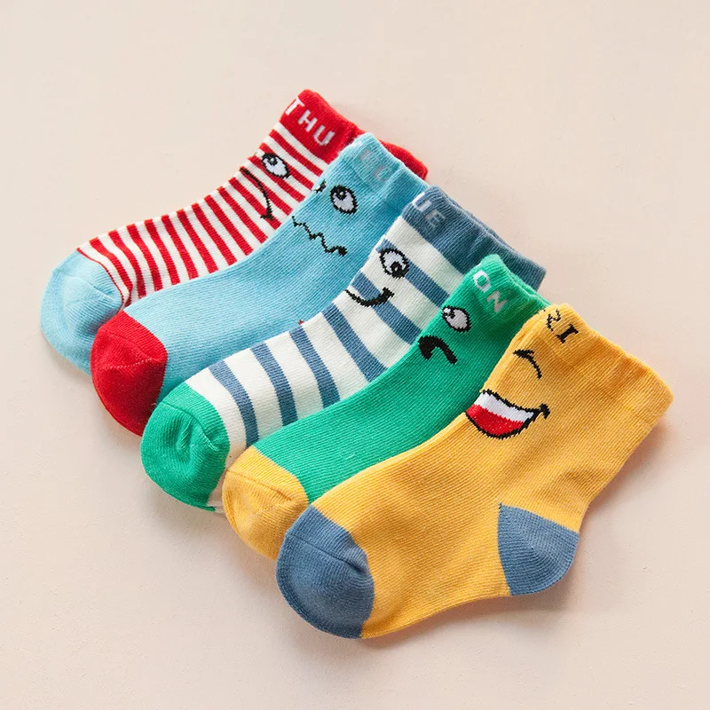 Новинка, осенне-зимние детские носки корейские детские носки из чистого хлопка с улыбающимся лицом хлопковые носки