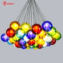 Современный led multicolor отделка стеклянный шар на подвеске подвесной светильник Гостиная Столовая G4 люстры в стиле АР-деко
