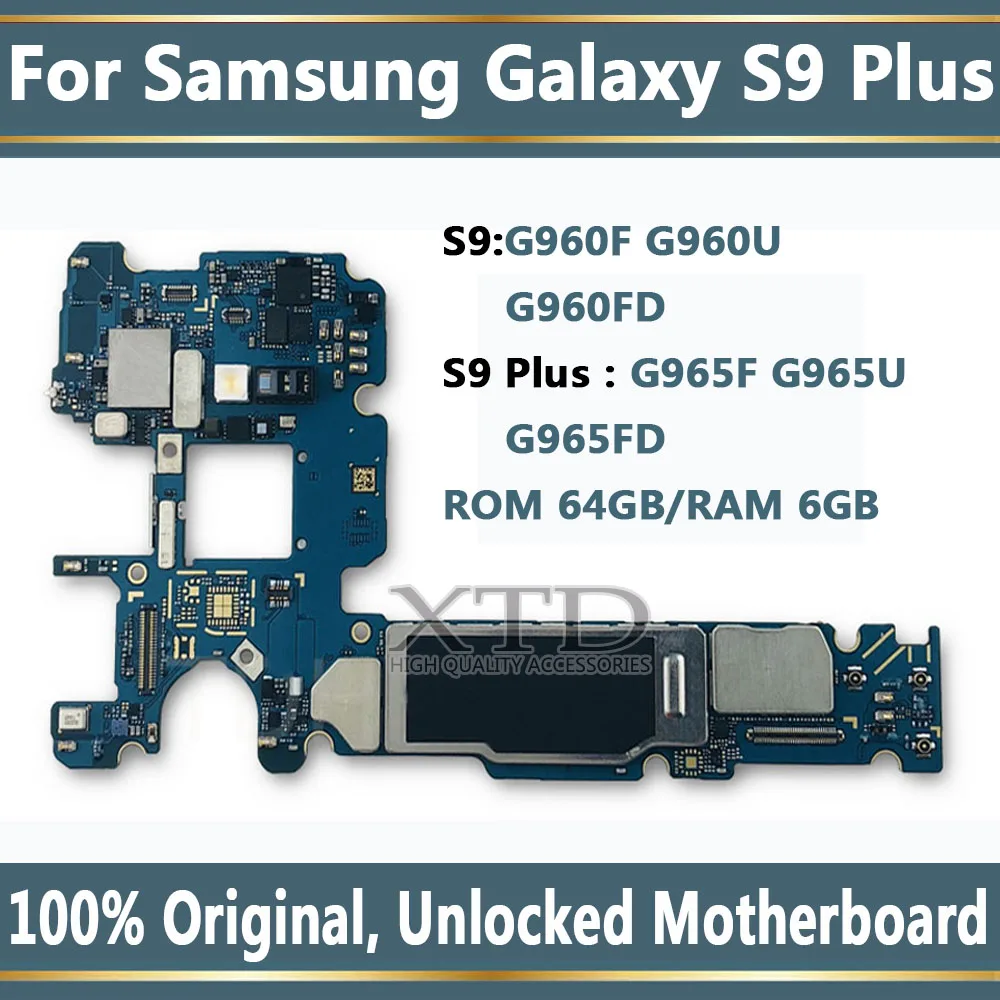 Оригинальная разблокированная материнская плата для samsung Galaxy S9 PLUS G965F G960F установка AOS логическая плата с чипом 6 ГБ ОЗУ 64 Гб ПЗУ