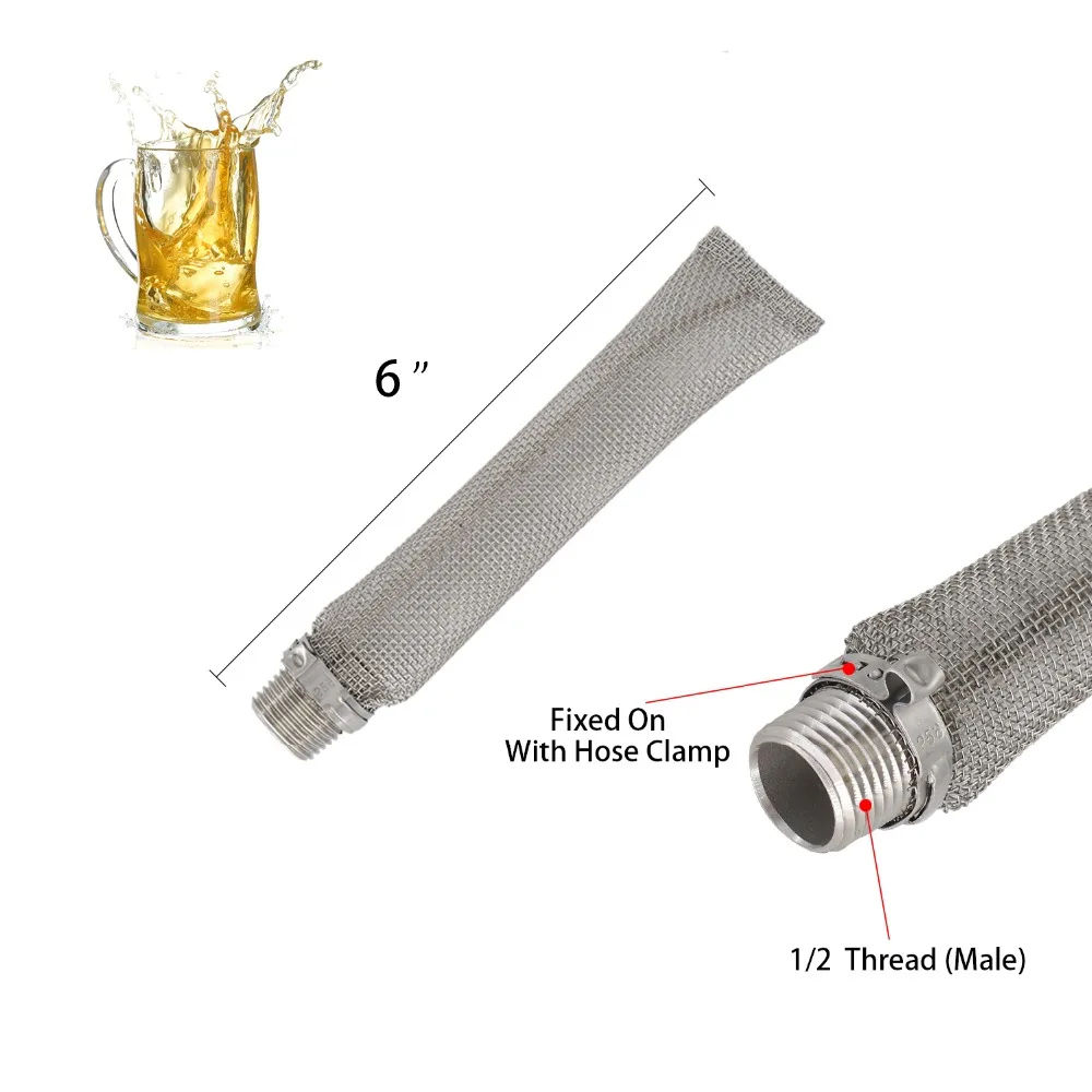 

6" length Bazooka Screen homebrew boil filter with Pipe Fitting