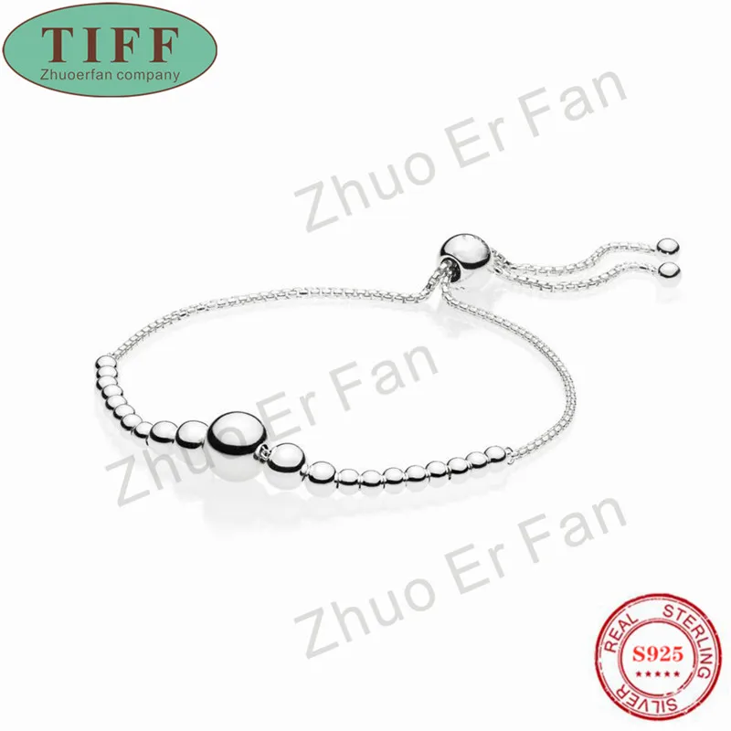 

TIF pan 925 Sterling Silver Bracelet for women,String of Beads Sliding Charm Original Jewelry Luxury Fashion Women ladies Gift