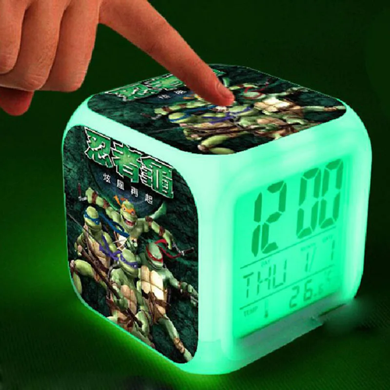 

Digital alarm clock LED 7 Colorful flash Touch lights Teenage Mutant Ninja Turtles Clock toys educational toys Cartoon Clock