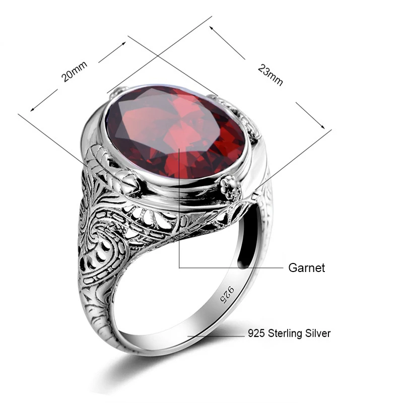 925 пробы, серебряное кольцо, ретро стиль, резной цветок, созданный Рубином CZ, аквамарин, драгоценный камень, мужское коктейльное кольцо на палец, хорошее ювелирное изделие