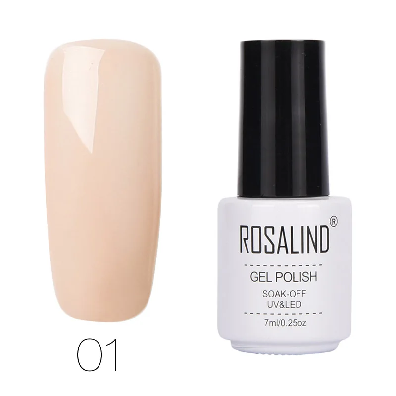 ROSALIND 7ML Gel Varnish Hybrid Nails Art Vernis Semi Перманентный гель для ногтей для ногтей для маникюра Замачивание верхнего базового белого геля - Цвет: 01