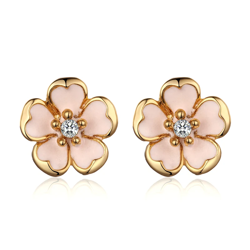 

Small Colorful Lacquer Flower Stud Earrings For Women Gold Color Alloy Rhinestone Earring Fashion Jewelry Gift pendientes mujer