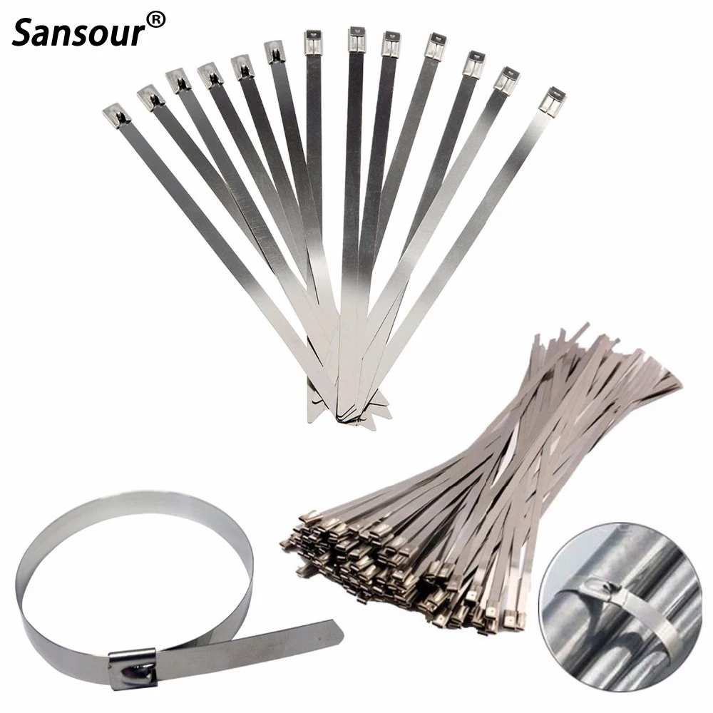 30cm/20cm Stainless Steel Zip Ties Straps Fits Motor Motorcycle Exhaust