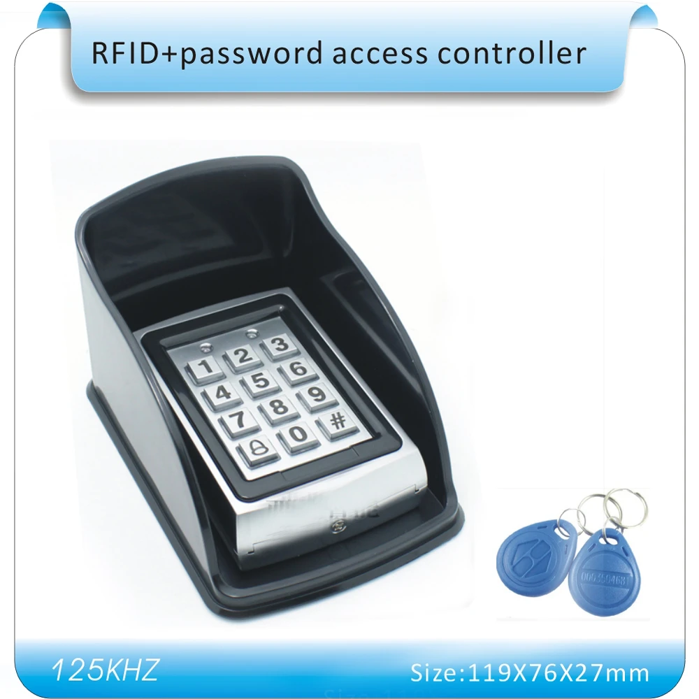 

XL-7612 DC 12V Waterproof case password & 125KHZ EM RFID Proximity Entry Door Lock Access Control System +10 Keyfob