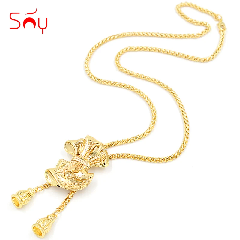 

Sunny Jewelry Big Pendant Long Chain Necklace For Women Slide Charms Copper Jewelry Findings For Wedding Gift Bohemia Jewelry