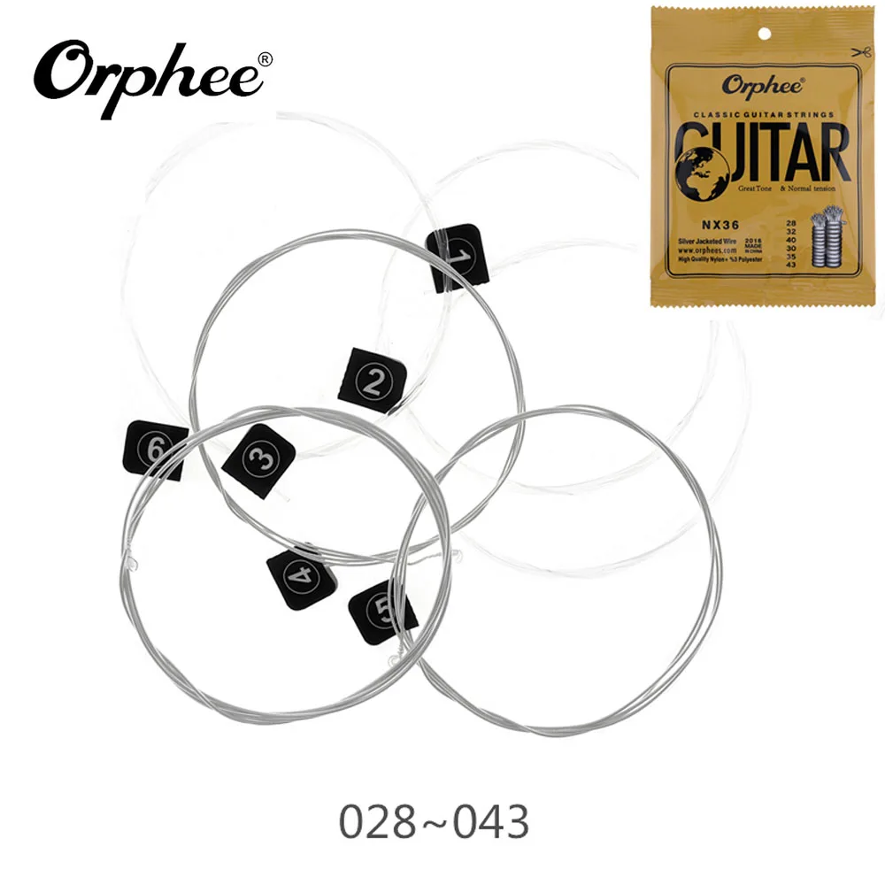 6pcs/set Orphee Classical Guitar Strings Set 028 045 Silver Jacketed