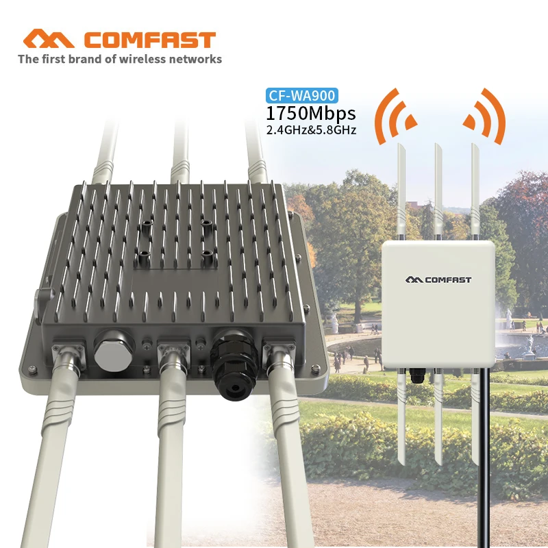 

Comfast WA900 High Power Outdoor Wifi Repeater 2.4G 450Mbps+5GHz 1300Mbps Wireless Wifi Router AP WISP Extender Cover station