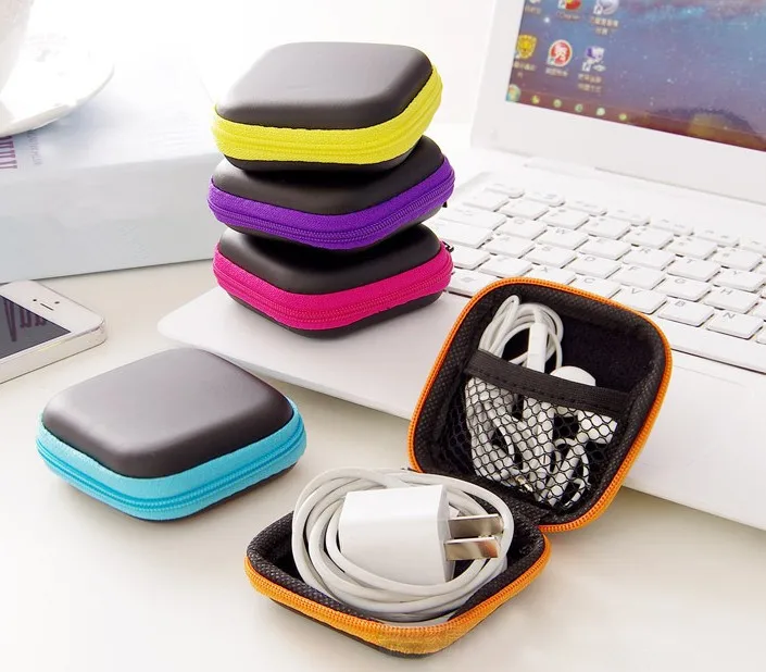

Portable Earphone Case with Zipper Headphone Box Carrying Hard Case for Earphones SD Card Hold Case Storage Box -50