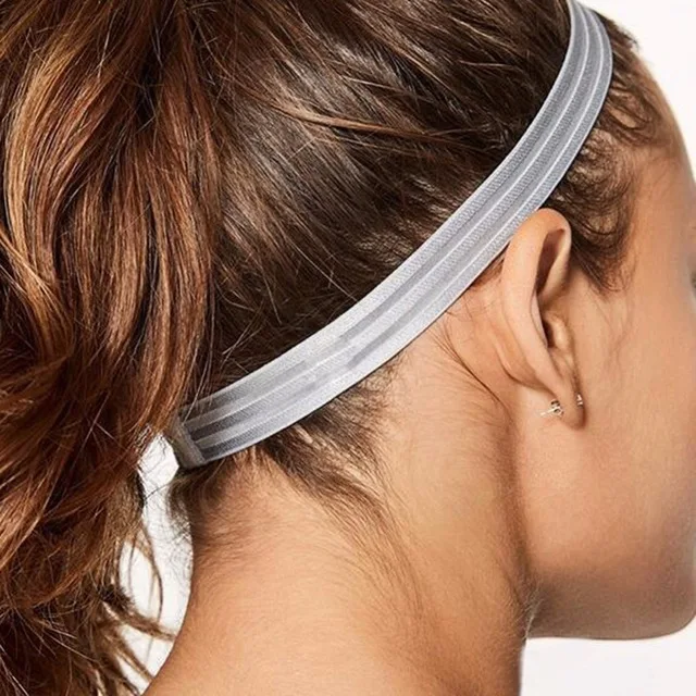Нескользящая спортивная повязка на голову для фитнеса, тенниса, бадминтона, баскетбола, повязки на голову для бега - Цвет: Silver grey