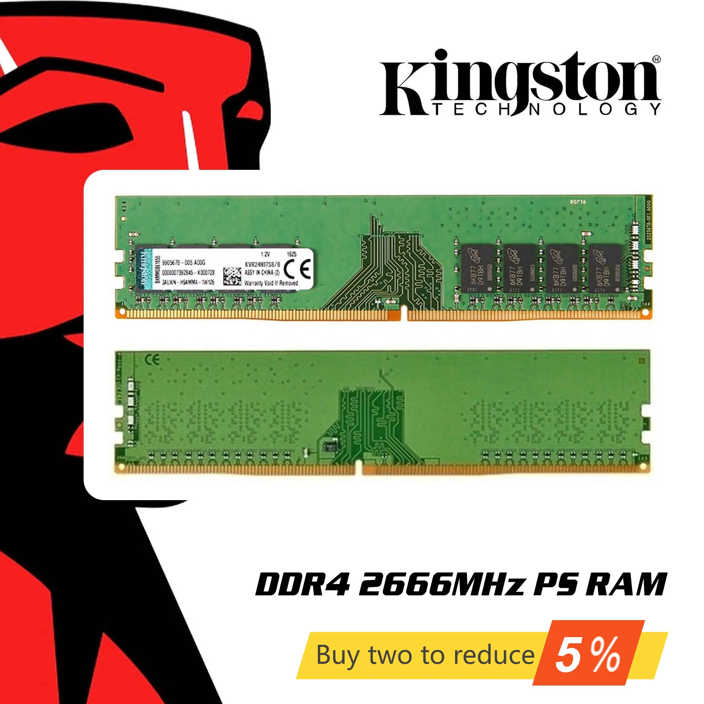 Оперативная память Kingston DDR4 ОЗУ 8 ГБ 4 16 2666 МГц DDR гигабайт Gigs палочки для настольных