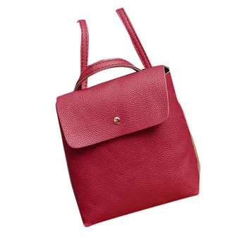 

MAIOUMY bag Women Leather Backpack Satchel Lady Shoulder School Rucksack pure color pu high quality Travel Bags