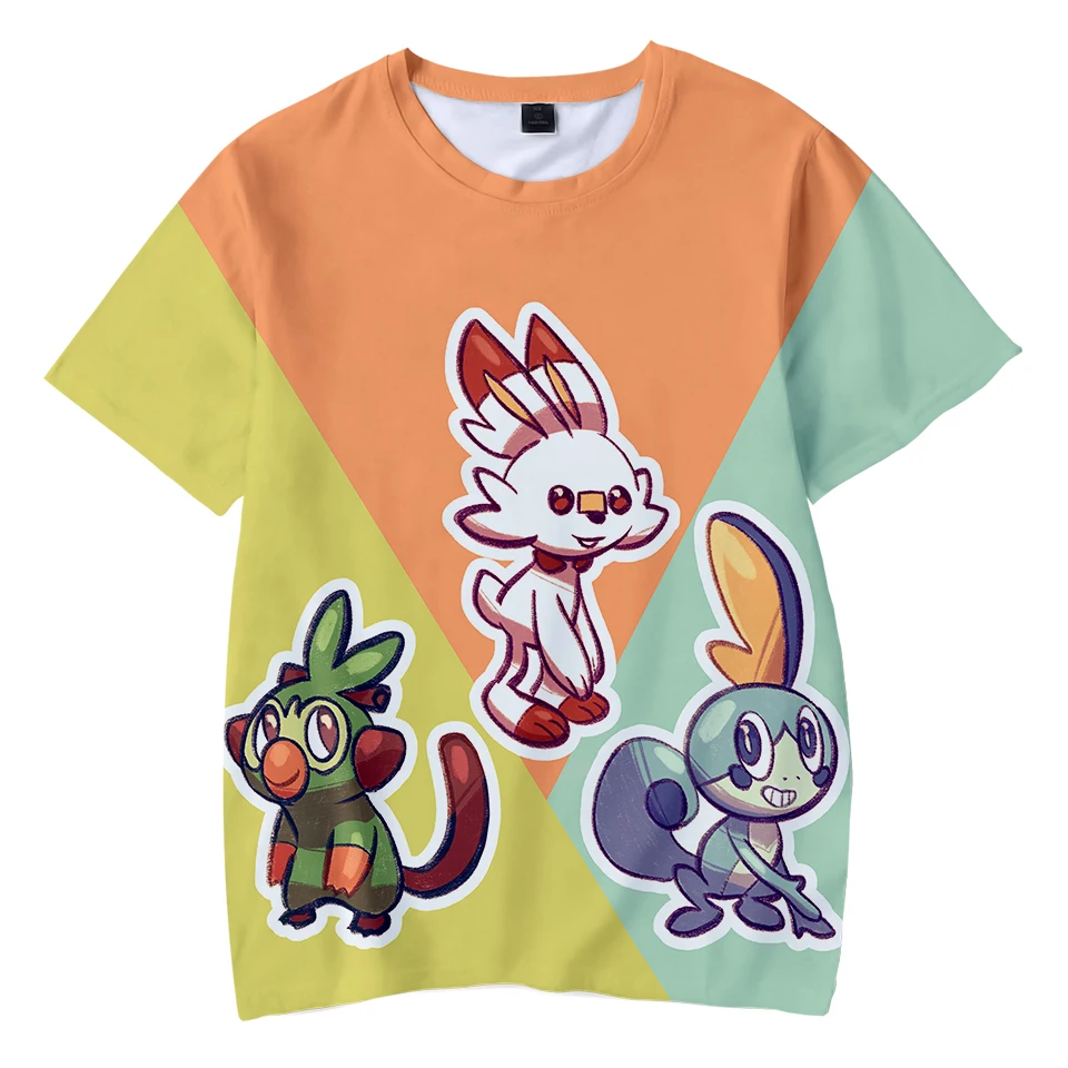 Frdun Tommy Pokemon Sword and Shield 3D Fashion Anime T-shirt Kids Casual Boys/Girls Shirt Summer Fashion Short Sleeve Tshirt